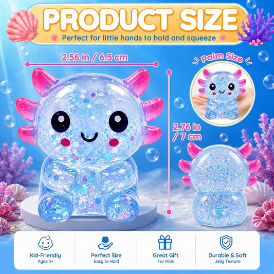 Axolotl Squishy — Slow-Rising Glitter Stress Toy