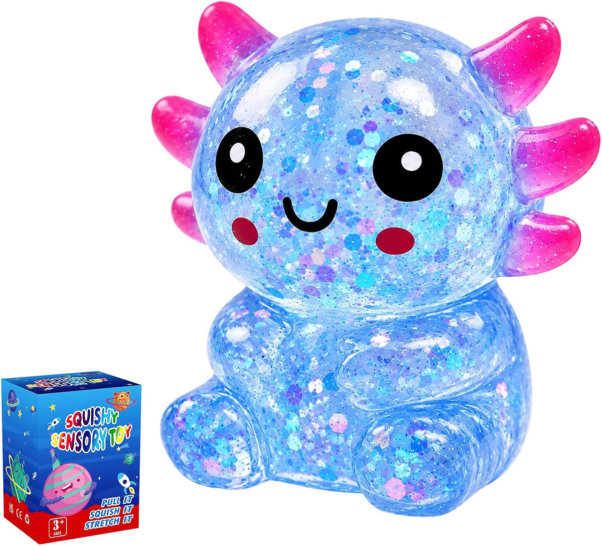 Axolotl Squishy — Slow-Rising Glitter Stress Toy
