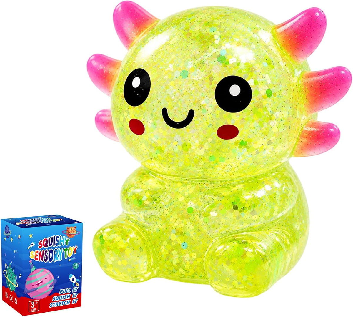 Axolotl Squishy — Slow-Rising Glitter Stress Toy