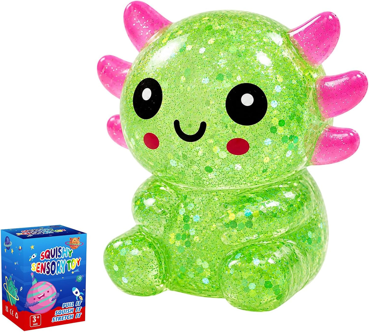 Axolotl Squishy — Slow-Rising Glitter Stress Toy